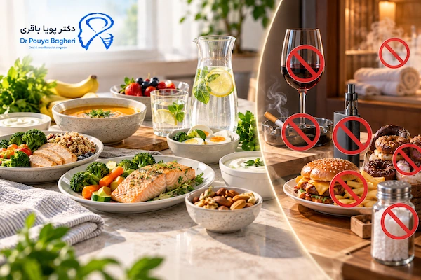 بعد از لیفت صورت و گردن چه بخوریم و از چه چیزهایی پرهیز کنیم؟
